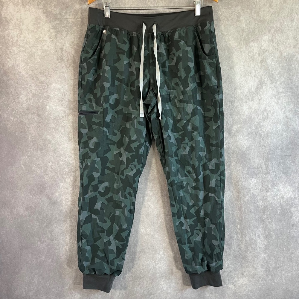 FIGS Zamora Jogger Scubs Womens L Green Geometric Camo W23SW2066